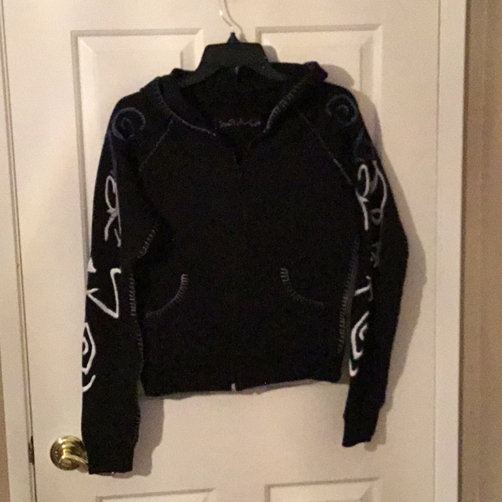 Switch USA Unique Embellished Boho Zip Up Hoodie Sz M Embroidered. Soft ❤️
